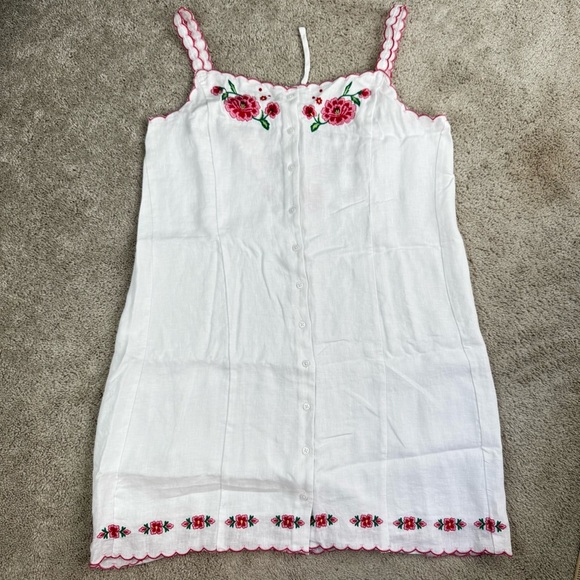 J. Crew Floral Embroidered Linen Mini Dress EUC Size 10 - Picture 3 of 9